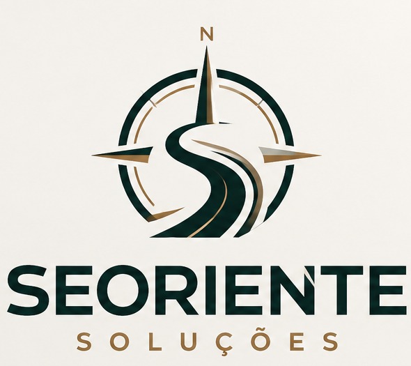Marca Seoriente Soluções — bússola com o caminho em forma de S